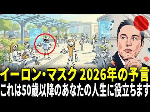 画像 イーロン・マスク 2026年の予言――AIが代替する職業1位と「普遍的高所得」の正体。高齢者世代が注意すべきこと！