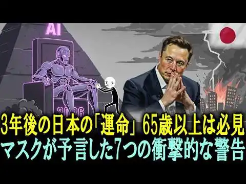 画像 【衝撃】イーロン・マスクが放つ3年後の日本に向けた警告！2026年、65歳以上の老後「7つの生存戦略」！ゴールデンタイムを逃さず『これ』を必ず確認してくださ