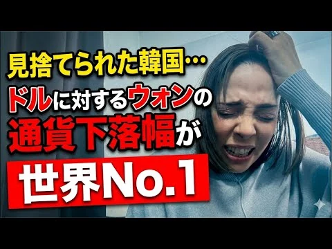 画像 【韓国パニック】投資家に見捨てられ…ドルに対するウォンの通貨下落幅が世界No. 1