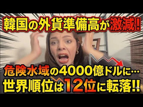 画像 【ダメだコリァ…】韓国の外貨準備高が危険水域に！でも…日本に擦り寄って来ないでね‼︎