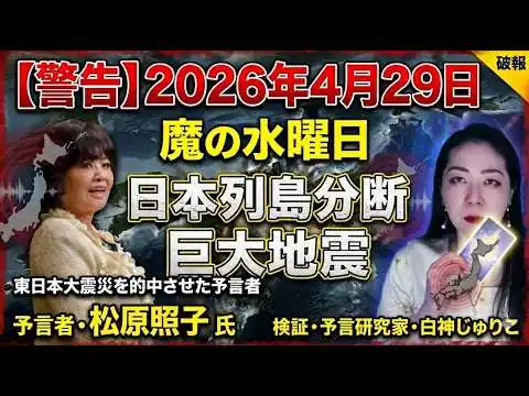画像 【2026年4月29日】東日本大震災を当てた予言者が警告する「魔の水曜日」日本分断！巨大地震の全貌【松原照子】