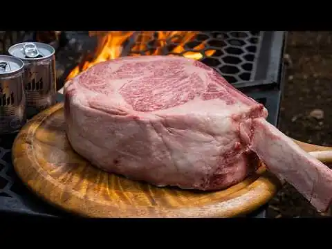 画像 【ソロキャンプ】焚火で分厚いステーキ🥩ビールで暴飲暴食