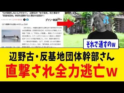 画像 【緊急】辺野古・反基地団体幹部さん、謝罪を問われた瞬間に“即逃亡”してしまうwww