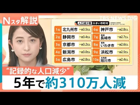 画像 「食い止めることはできない」日本の人口が過去最大の減少幅…5年で約310万人減　横浜や京都でも“異変”