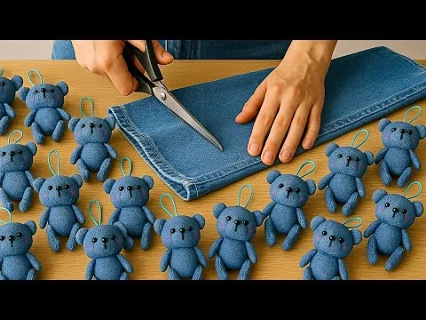 画像 古いジーンズでテディベアのキーホルダーをDIY！ミシン不要！デニム生地で創造性を活かす
