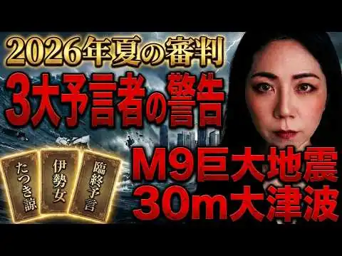 画像 【2026年夏の審判】M9巨大地震と30m大津波。3大予言が警告する「関東壊滅」「南海トラフ連動」の真実【たつき諒×伊勢女×臨終予言】 予言メディア💓じゅりこ 予言メディア💓じゅりこ チャンネル登録者数 1.22万人  チャンネル登録