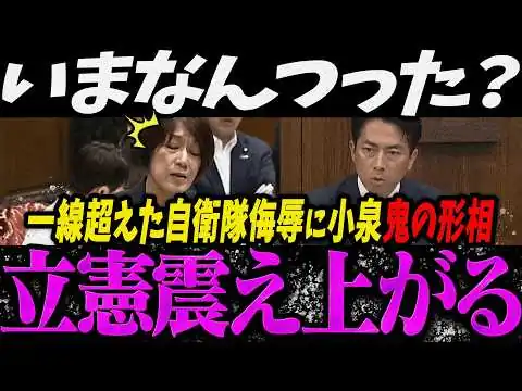 画像 【高市内閣最新 神回】いや、そんなつもりじゃ...一線超えた自衛隊侮辱に小泉大臣が鬼の形相になり震え上がる立憲古賀