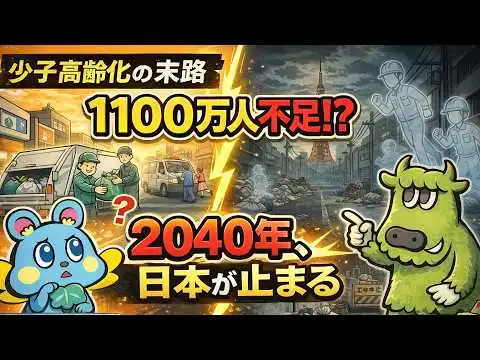 画像 【少子高齢化】2040年問題:1100万人の働き手が消える「日本」！？